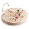 Round Wooden Jewelry Showcase Ring Display Tray Organizer White Leather