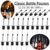 36-100Pcs Bottle Pourers Stainless Steel Liquor Spout Wine Bottle Stopper with Rubber Dust Caps For Olive Oil Bar Accessories
