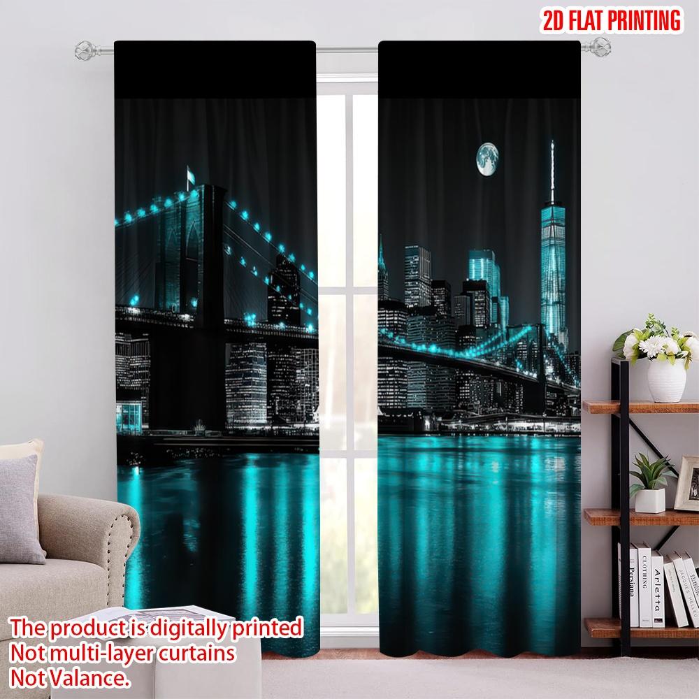 

2D flat printing 2pcs Curtain bridge Versatile Durable Polyester,Without Electricity Birthday Party Use for Classroom, Office 52.50 × 116.00 cm 2 pcs