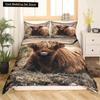 Highland Cow King Queen Duvet Cover Bull Bedding Set for Adults Cattle 2/3pcs Quilt Cover Farm Animal Polyester Comforter Cover