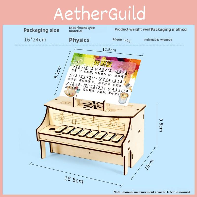 Hand Assembled Wooden Piano Music Box Model Children Puzzle Toy Set For Kids Diy Educational Toy