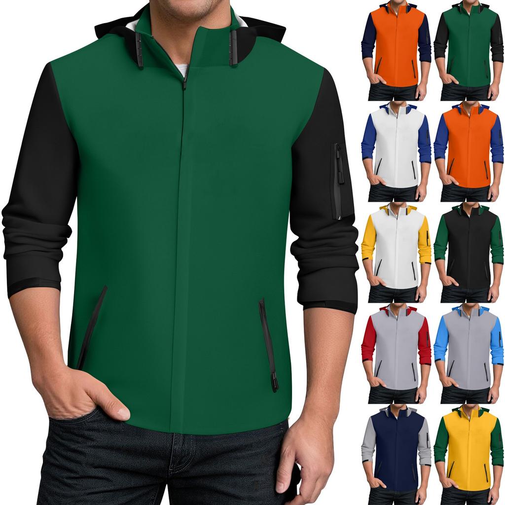 Pánská nepromokavá větrovka, lehký nepromokavý plášť s kapucí pro každodenní nošení