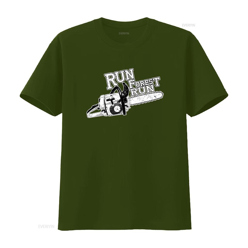 Run Forest Chainsaw T Shirt Black Dmc Style with Running Gump Movie Quote Perfect for Lumberjack Enthusiasts vintage Washed