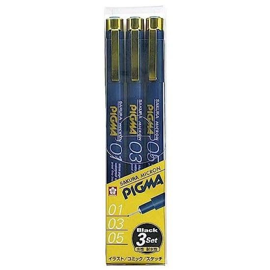 Sakura Craypas Water-based Pen Pigma Black 3-piece Set ESDK-3A