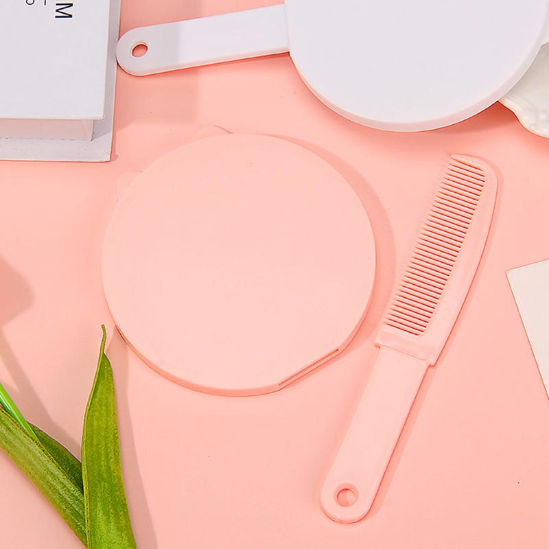 Cartoon Cat Makeup Mirror On Handle Mini Vanity Mirrors Hair Comb Integrated High Definition Portable Women Girl Cosmetic Tools
