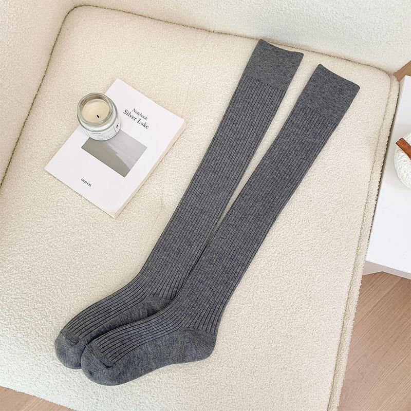 Knee Socks Children'S Autumn And Winter Thickened Warm Cashmere Socks Ins Japanese Vertical Strip Thin Warm Anti-Drop Thigh Socks