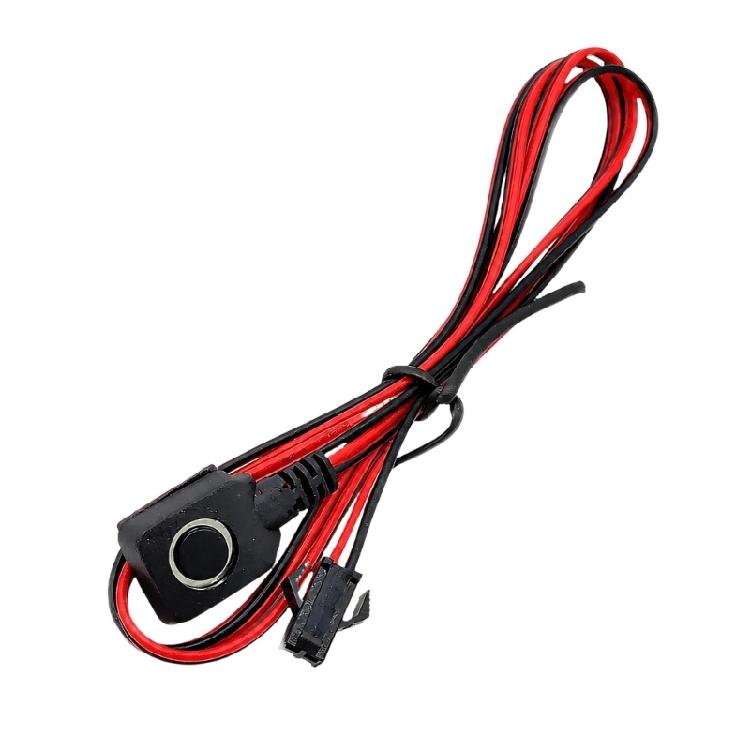 Vehicle Emergency Push Button Wiring Assembly with Round Control Button, Rectangular Housing and Coupling-to-Loose-Lead Layout for Alarm Circuits
