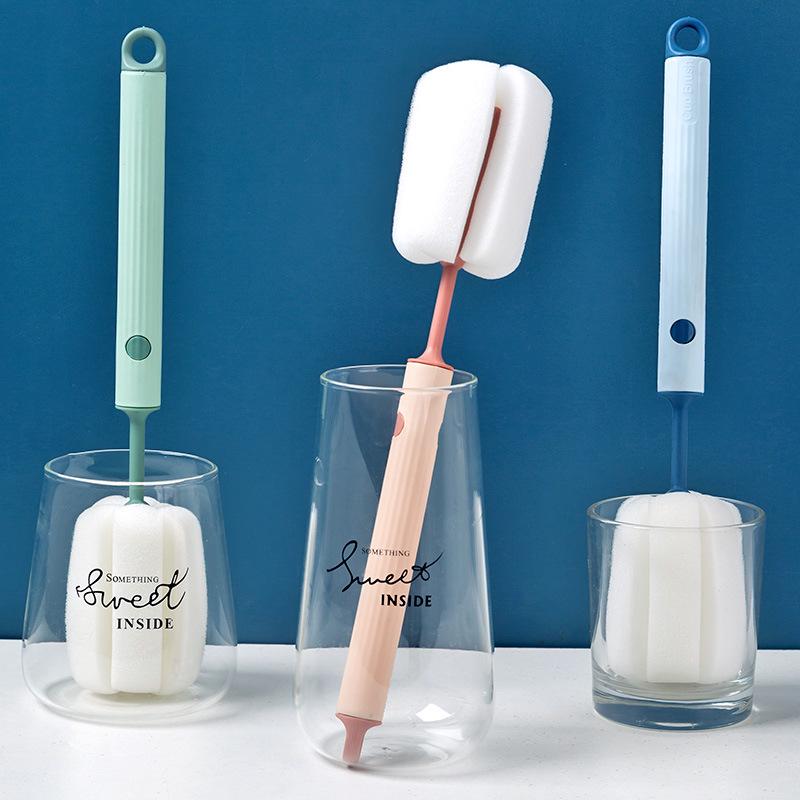 Long-Handle Detachable Sponge Cleaning Brush for Glasses and Bottles