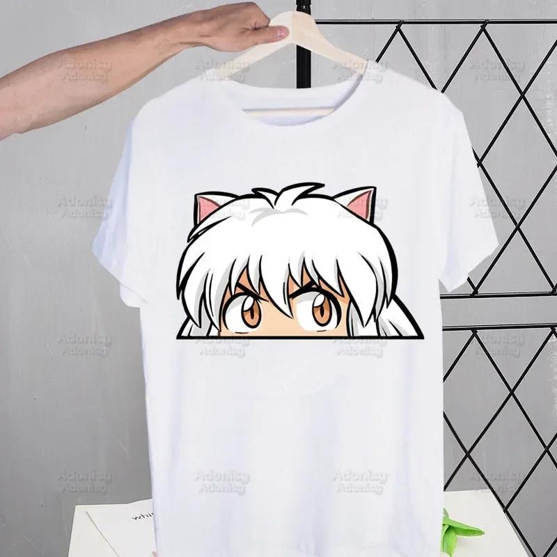 

Феодальный демон Инуяша Аниме Мужская футболка Харадзюку Футболки Короткий рукав Повседневная Сессёмару Кагомэ Хигураси Футболка Топы Футболки 4XL