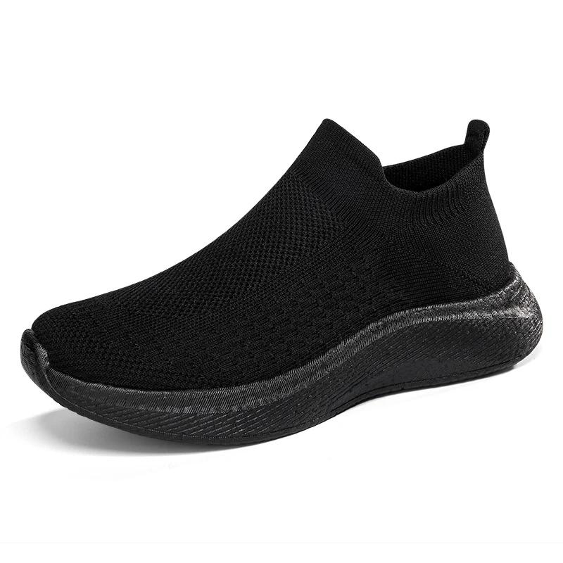 Pantofi sport de bărbați Pantofi sport casual Toamnă Talpă groasă Rezistent la uzură Modă Versatil Negru Alergare Plasă Șosete Pantofi vulcanizați
