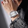 OFNS Luminous Square Steel Band Quartz Watch with Calendar