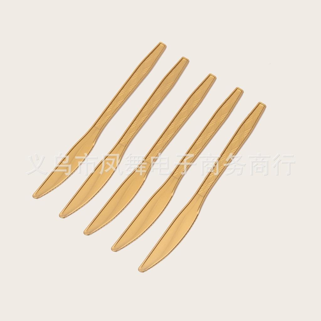 Colorful Gold Prints Colorful Plastic Knives, Forks And Spoons Dining Table Supplies Disposable Knives, Forks And Spoons Party Tableware
