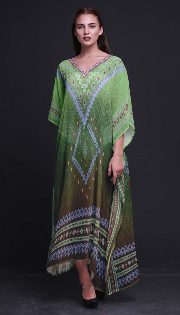 Phagun Aztec Geometric Long Caftan Maxi Dress Beach Swimwear Cover Up Womens