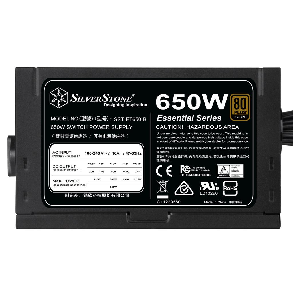 SilverStone Essential Series 80PLUS BRONEZE Certified 650W SST-ET650-B, Authorized Distributor