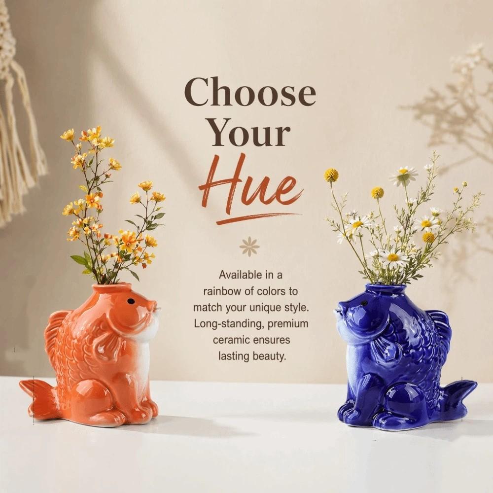 Fish-shaped Ceramic Succulent Planter Artistic Unique Decorative Flower Vase Handcrafted Simulated Air Plant Holder Office