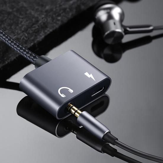 Type-C Audio Adapter Universal Safe Charging 2-in-1 Type-C to 3.5mm Headphone Jack Aux Converter Audio Cable for Mobile Phone