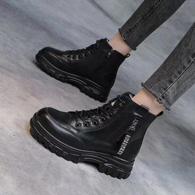 Stivali Martin da celebrità di Internet da donna autunnali e invernali stile britannico stivaletti corti in velluto piccola piattaforma scarpe di cotone