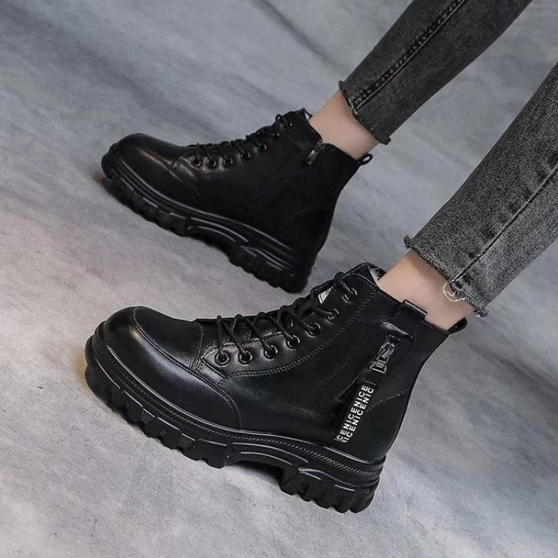 Internet Celebrity Martin Boots Women's Autumn and Winter British Style Velvet Short Boots Small Platform Cotton Shoes
