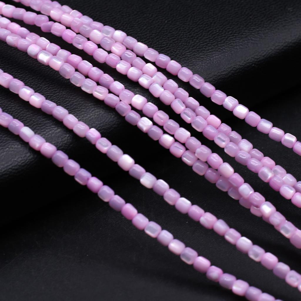 1Strand Natural Freshwater Shell Beads 3.5×3.5mm,Square Coloured Shell Loose Spacer Beads for Jewelry Making DIY Bracelet Accessories Beading 38cm