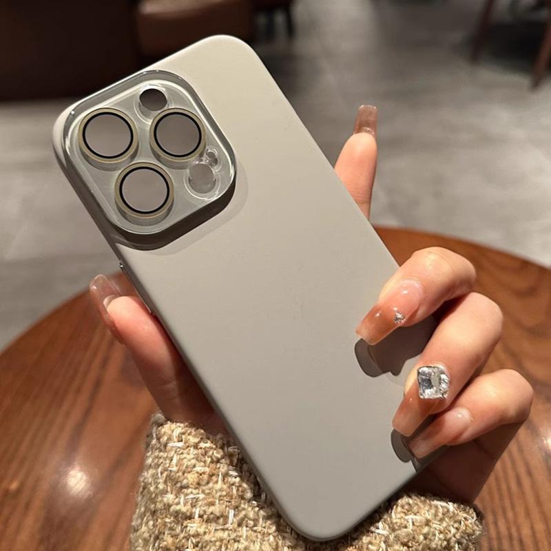 Natural titanium phone case for For Iphone 16 15 14 13 12 11 pro max plus hard pc back cover case bumper Camera protection with lens