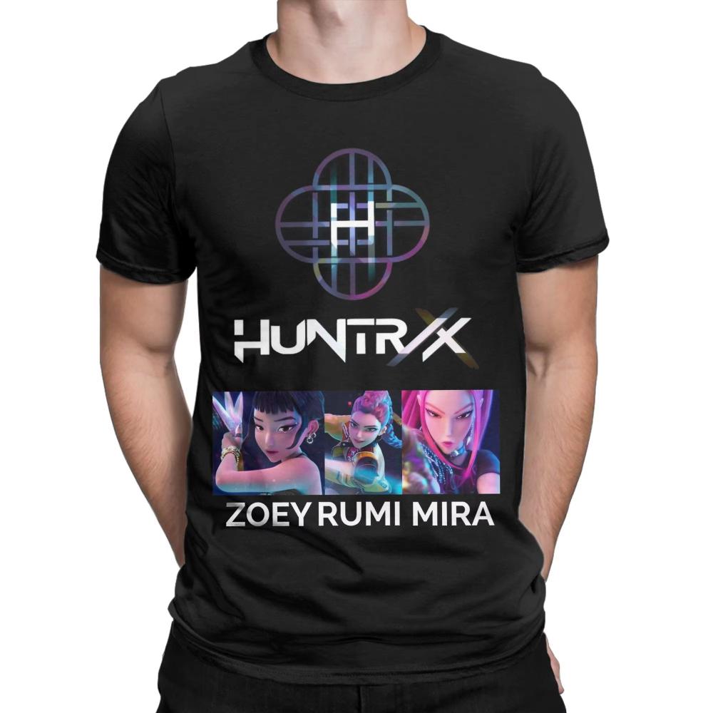 K-POP Demon Hunters T Shirt Beach Huntrix with Logo Name Harajuku T Shirts Men Cotton Plus Size Clothing Women Short Sleeve Tops