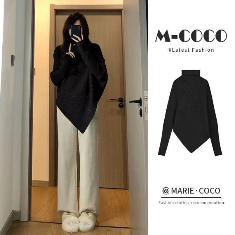 

Casual High Neck Sweater & Skirt Set: Chic, Versatile, Lightly Mature for Spring to Winter One Size чорний