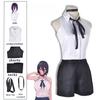 Anime Chainsaw Reze Cosplay Costume Outfits Shirt Tie Short Wig Neck Ring Women Anime Uniform Halloween Party