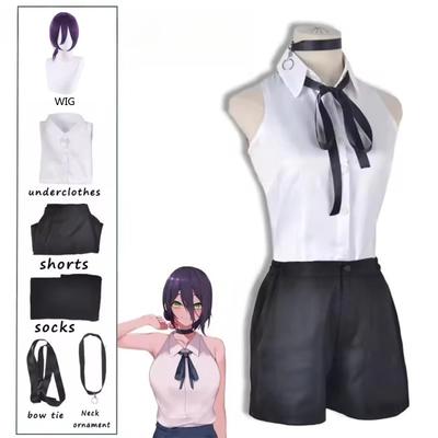 Anime Kettensäge Reze Cosplay Kostüm Outfits Hemd Krawatte Kurzes Kostüm Perücke Halsring Damen Anime Uniform Halloween Party