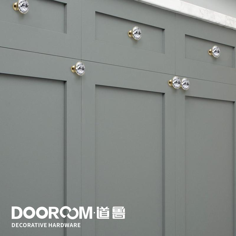 Dooroom Brass Furniture Handles Crystal Wardrobe Dresser Cupboard Cabinet Door Drawer Shoe Box Pulls European Light Luxury Knobs