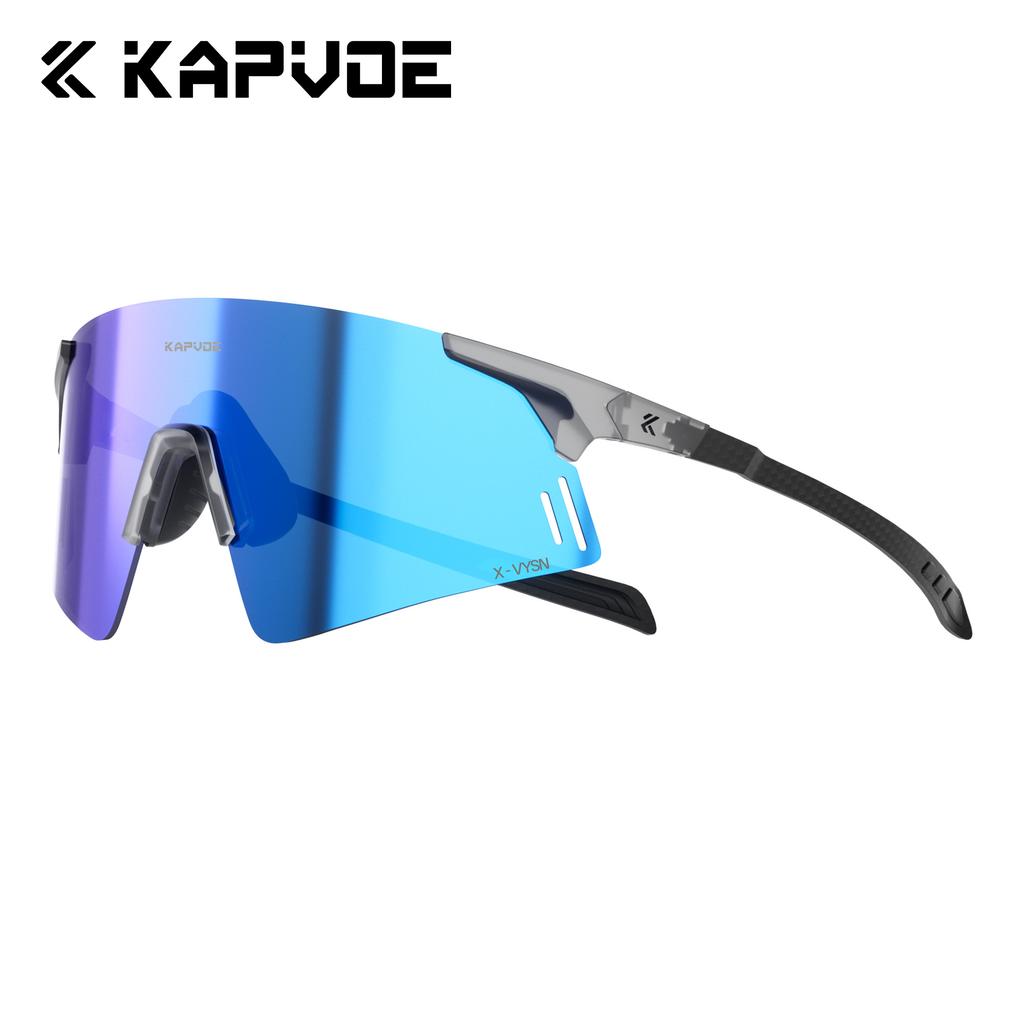 Kapvoe Lightweight Photochromic Rimless Sunglasses Real Carbon Fiber Cycling Glasses UV400 MTB Bike Running Men Sports Eyewear