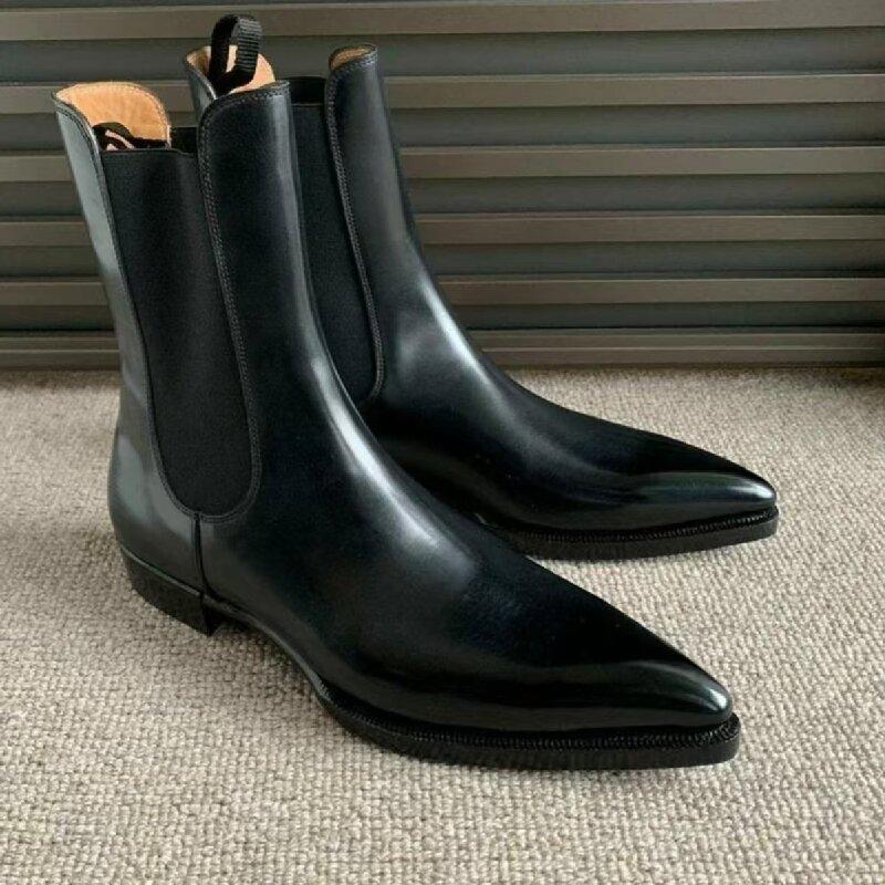 Fashion Men Fashion Chelsea Boots Black One Step Business Brand Formal Boots Waterproof Anti Slip Wear Resistant Size 38-48 Men Boots