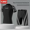 Set costum de baie bărbătesc cu uscare rapidă, împărțit: Top cu protecție solară și mânecă scurtă cu chiloți boxer pentru tineret