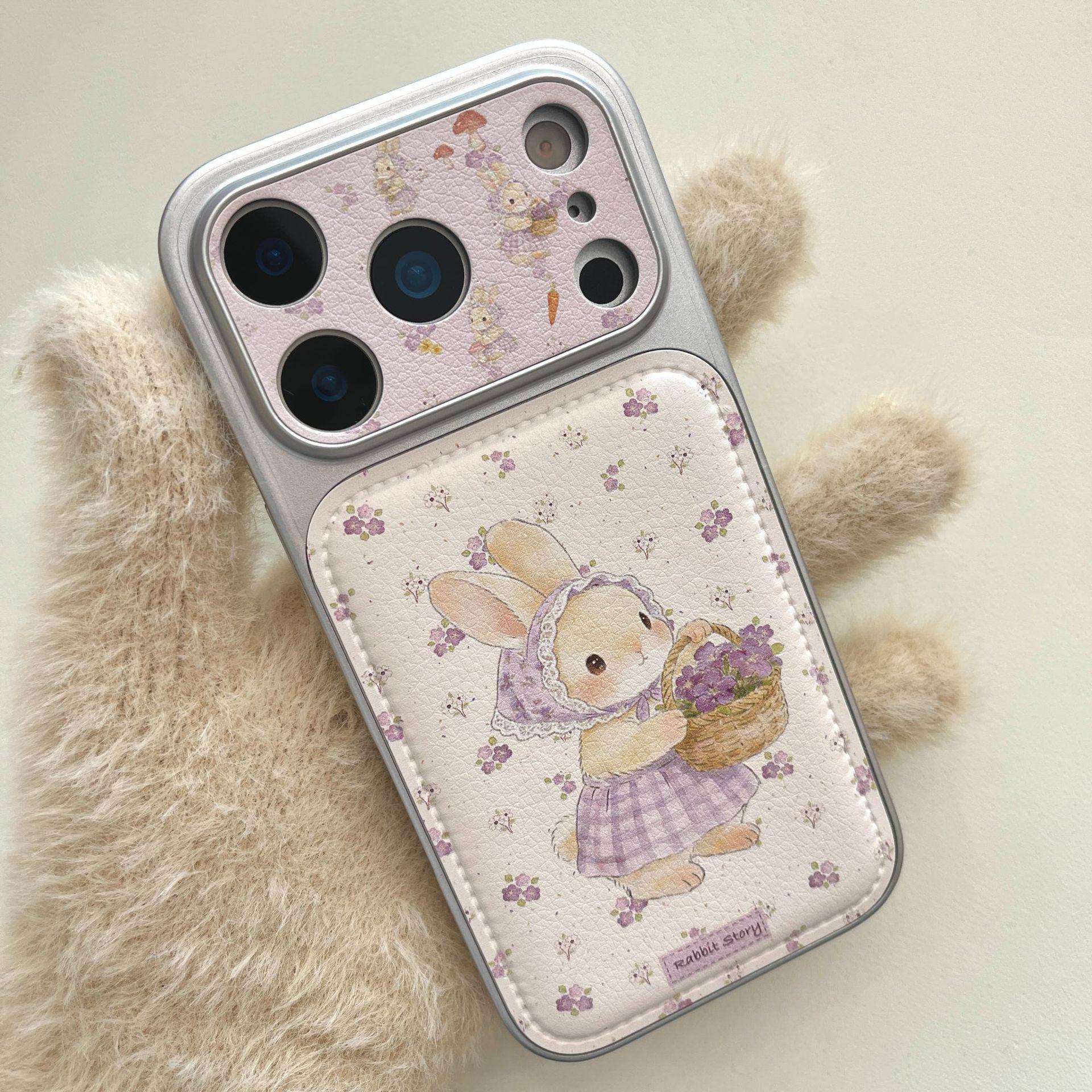 

Purple Floral Rabbit iPhone 17 Pro Max Case - Fits Apple 16, 15, 14 iPhone 17