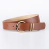Boutique Pu Women'S Textured Belt, Trendy Bare Body Pin Buckle Decorative Jeans Belt