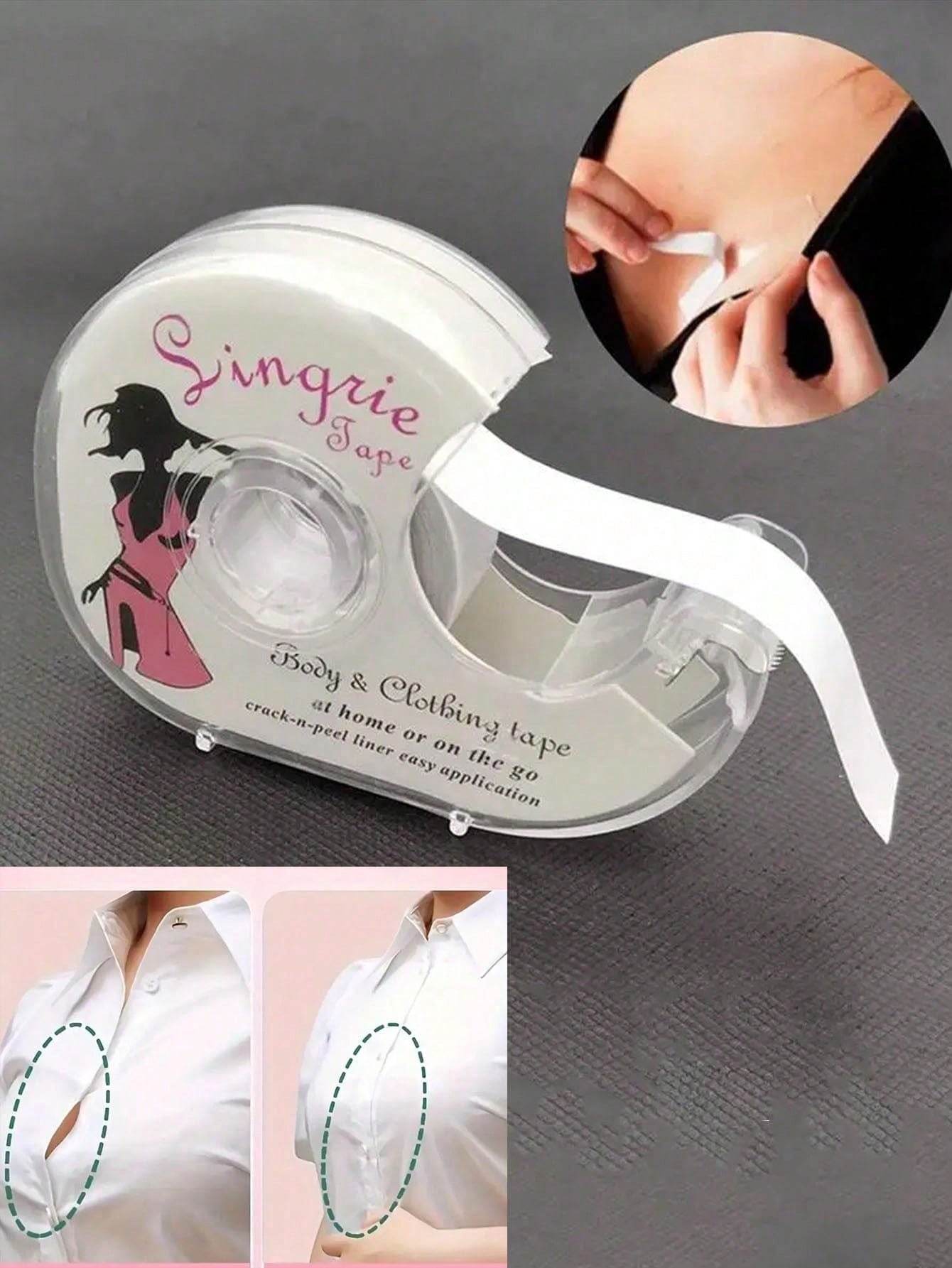 

Double-Sided Secret Body And Clothing Tape, 5M Roll, Non-Textile, Clear Self-Adhesive Bra Accessory For All Skin Tones, Solid Color - 1 Roll розовый