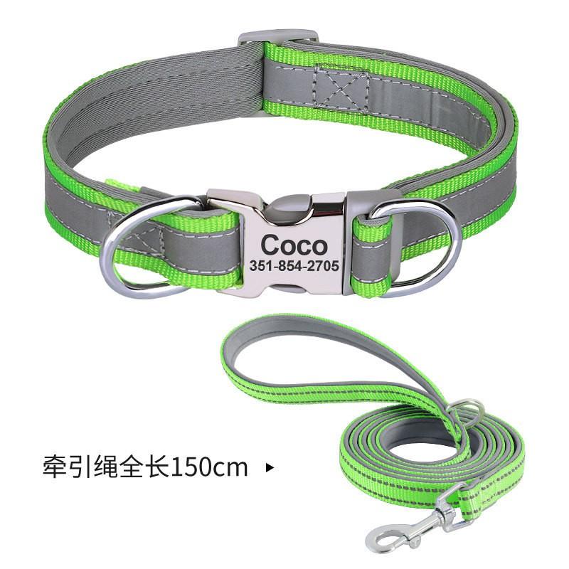 Reflective Dog Collar Small Medium Dogs Adjustable Non-Choke Pet Neck Strap With Engraving Option
