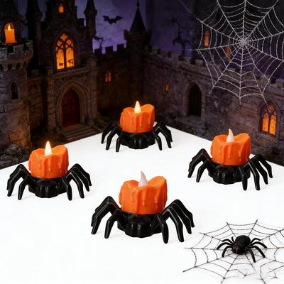 Halloween LED Pompoen Lantaarn met Lichtgevende Spin - Spookachtige Feest Kaars Decoratie