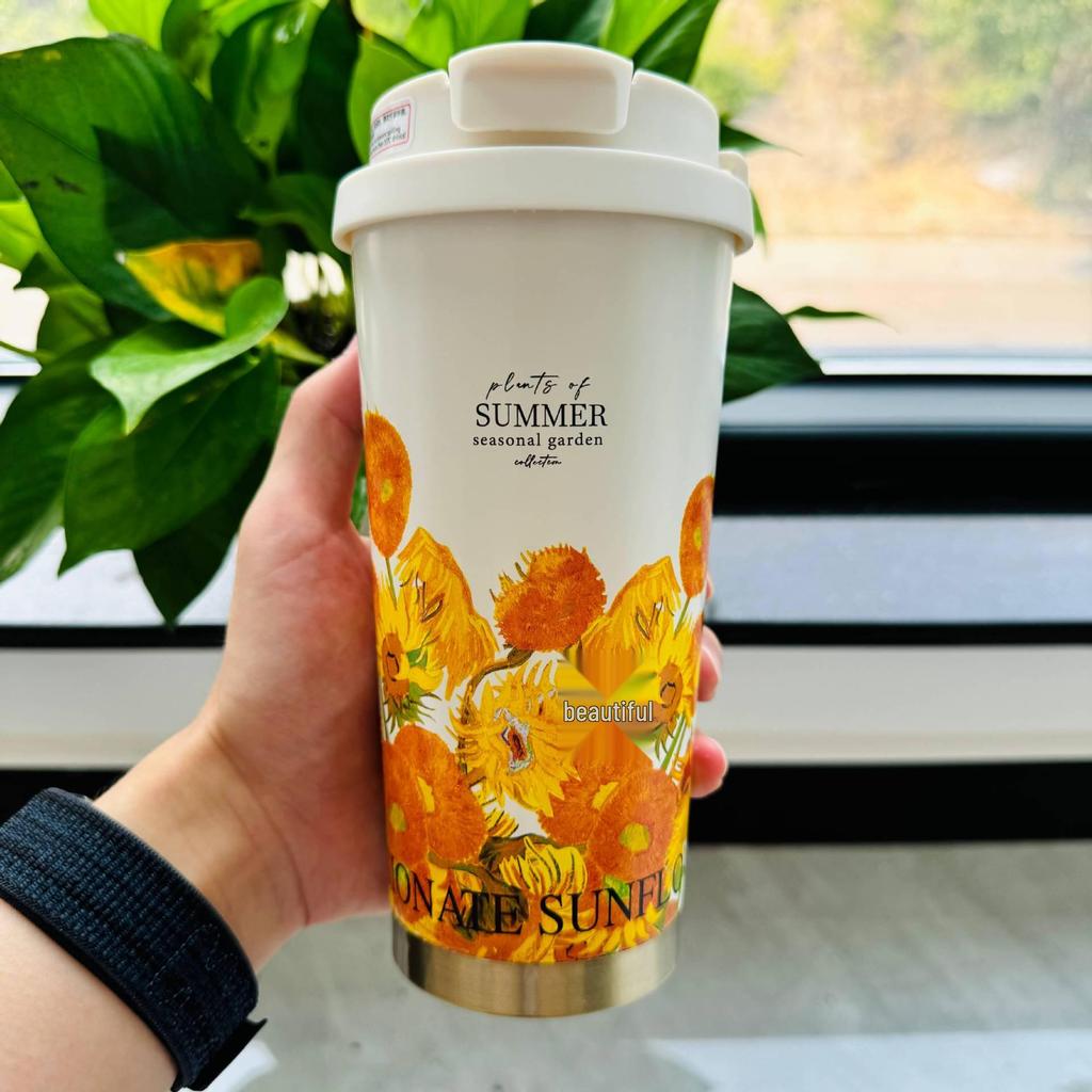 Konvalinka Nerezový Izolovaný Cestovní Hrnek - Dámský Dvojitý Nápojový Hrnek na Kávu a Vodu, Vysoce Hodnotný Tištěný Design