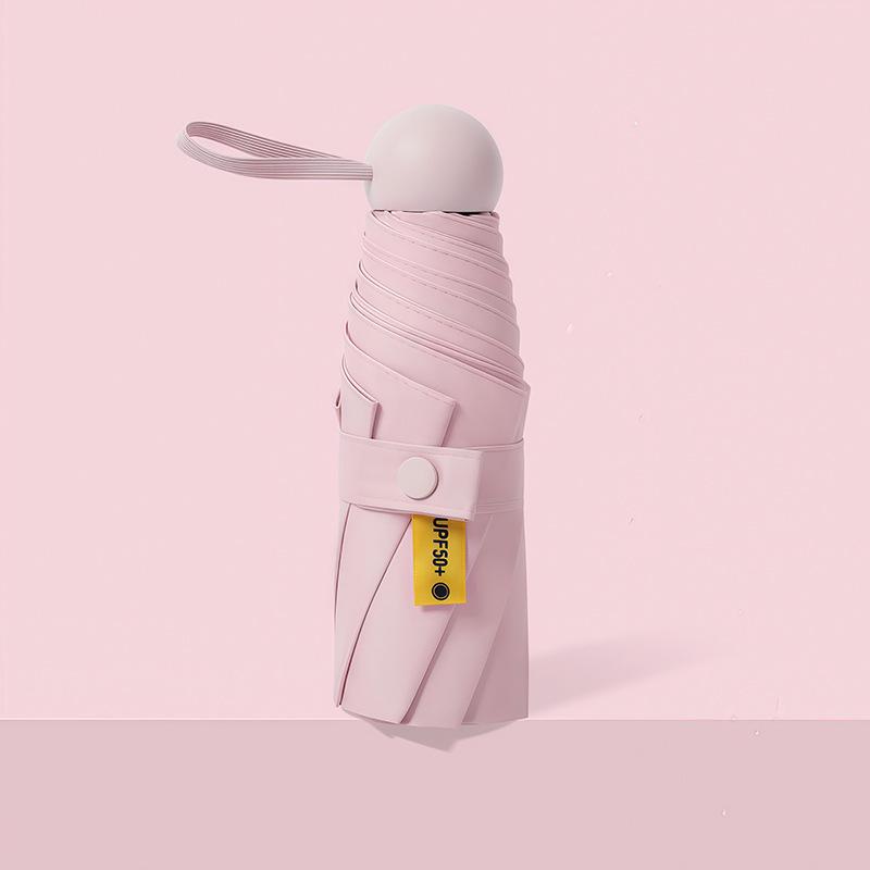 Compact Capsule Sun and Rain Umbrella: Thickened, UV-Protected, Dual-Use, Folding Black Glue Design