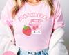 Strawberry Milk Shirt, Cute Kawaii T-Shirt, Milk and Strawberries, Aesthetic Tee, Kawaii Gift Shirt, Anime Girls, Coconut Memories Shop