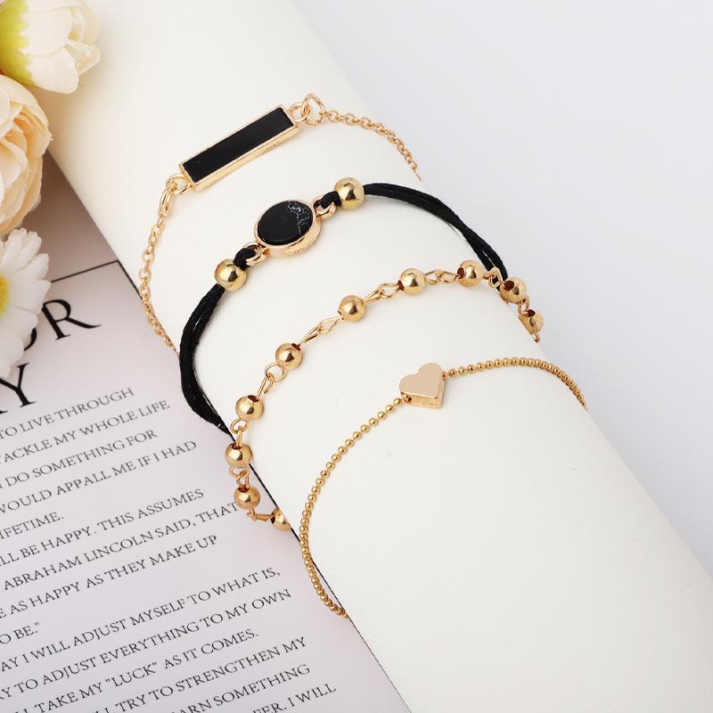 European and American love black turquoise gold beaded bracelet square personalized bracelet trend 1 piece jewelry