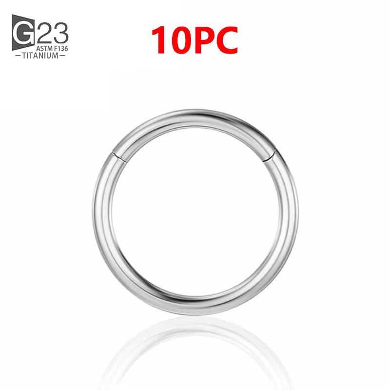 1/10Pcs G23 Titanium 14G/16G/18G Nose Rings Hinged Segment Ear Cartilage Tragus Earrings Hoops Septum Clicker Piercing Jewelry