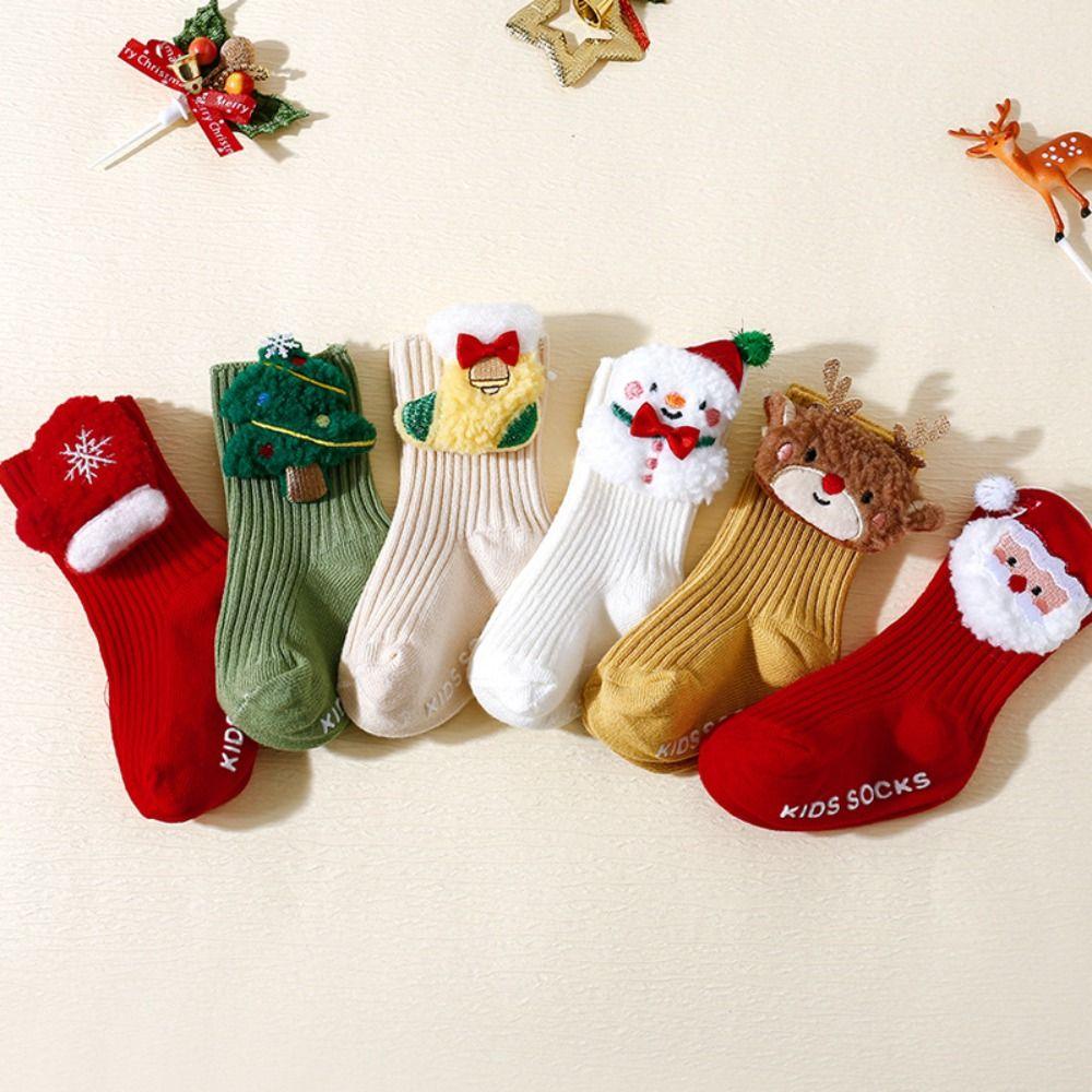Soft Christmas Baby Socks Cotton New Year Toddler Socks Warm Newborn Floor Socks  Winter