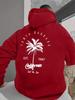 Coconut Trees Print Men's Fashionable Hoodie, Trendy Hooded Pullover Sweatshirt For Men, Perfect For Fall And Winter