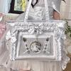 New Y2k Sweet Ita Shoulder Bag Lolita Girl Transparent Tote Bag Women Large Capacity Lace Crossbody Bag Cute DIY Display Handbag