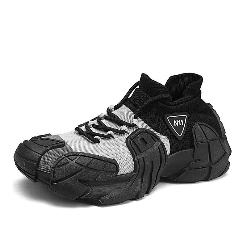 

Мужские кроссовки новые большие размеры летающие плетеные спортивные повседневные носки обувь мужская в штате толстая подошва дышащая беговая мужская обувь 39