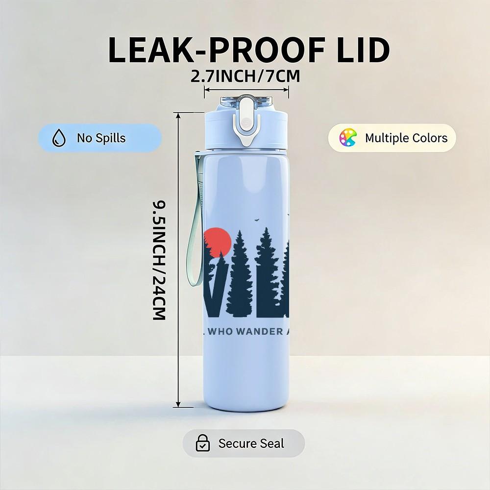 1PC Wild Mountain Pine Tree 750ml Color Plastic Sports Water Bottle Leakproof Flip Straw Lid Suitable for Sports Office Home Use