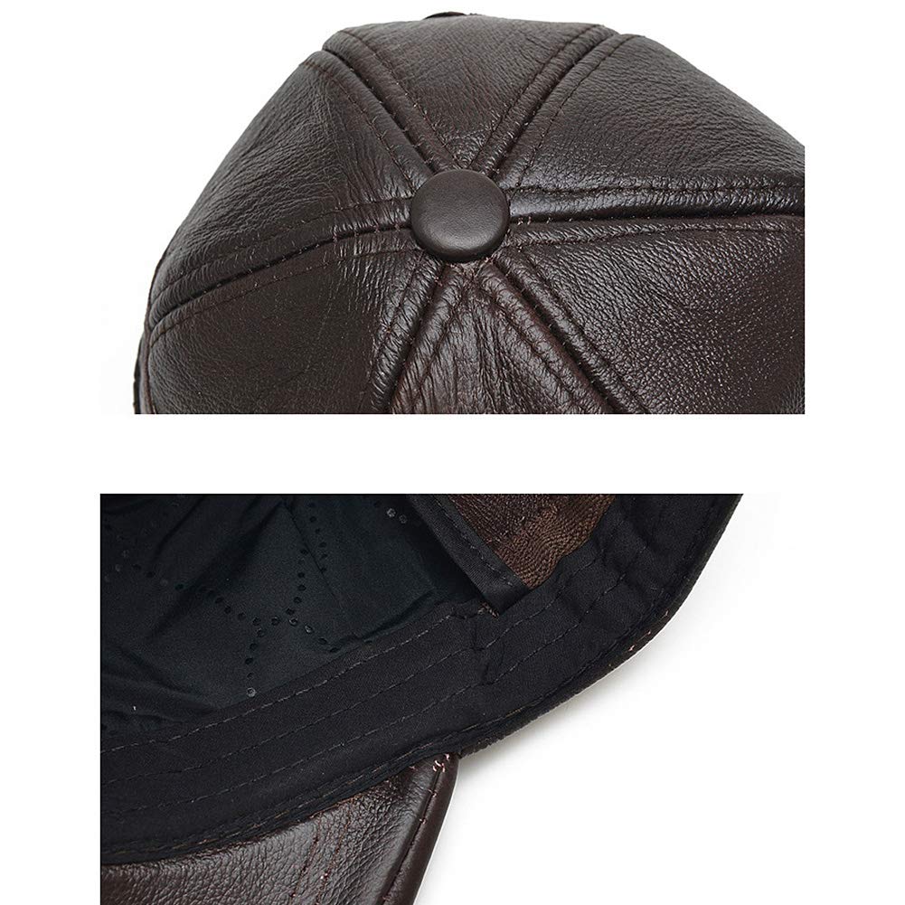 Anmida Leather Genuine Cold Plain [ANMIDA] Autumn/Winter Cap, Men's Hat, Women's Cap, Leather, Protection, Simple,