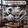 Octopus Sea Life Theme Throw Blanket Custom Name Text Personalized Blanket Soft Cozy Blanket for Home Sofa Bed