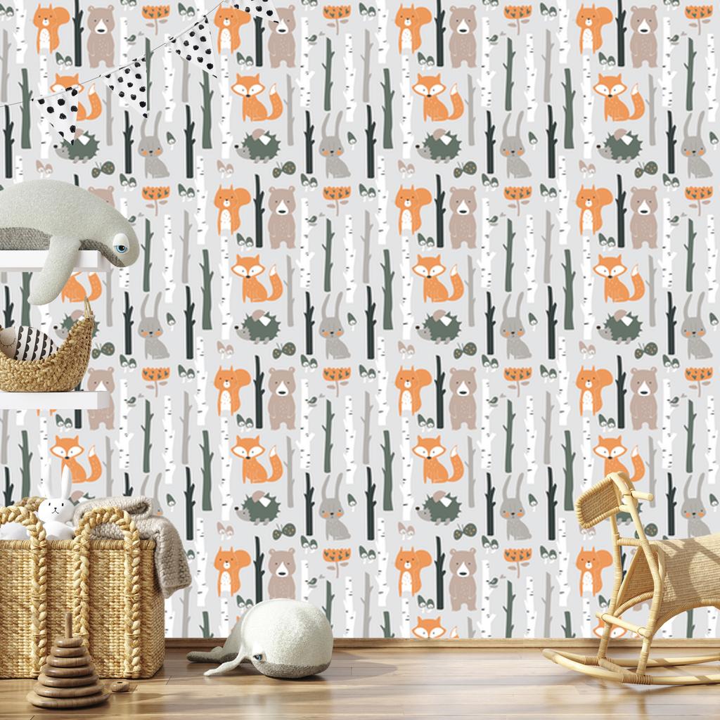 Joyful Forest Animals Wallpaper for Living Room and Bedroom 50x1000